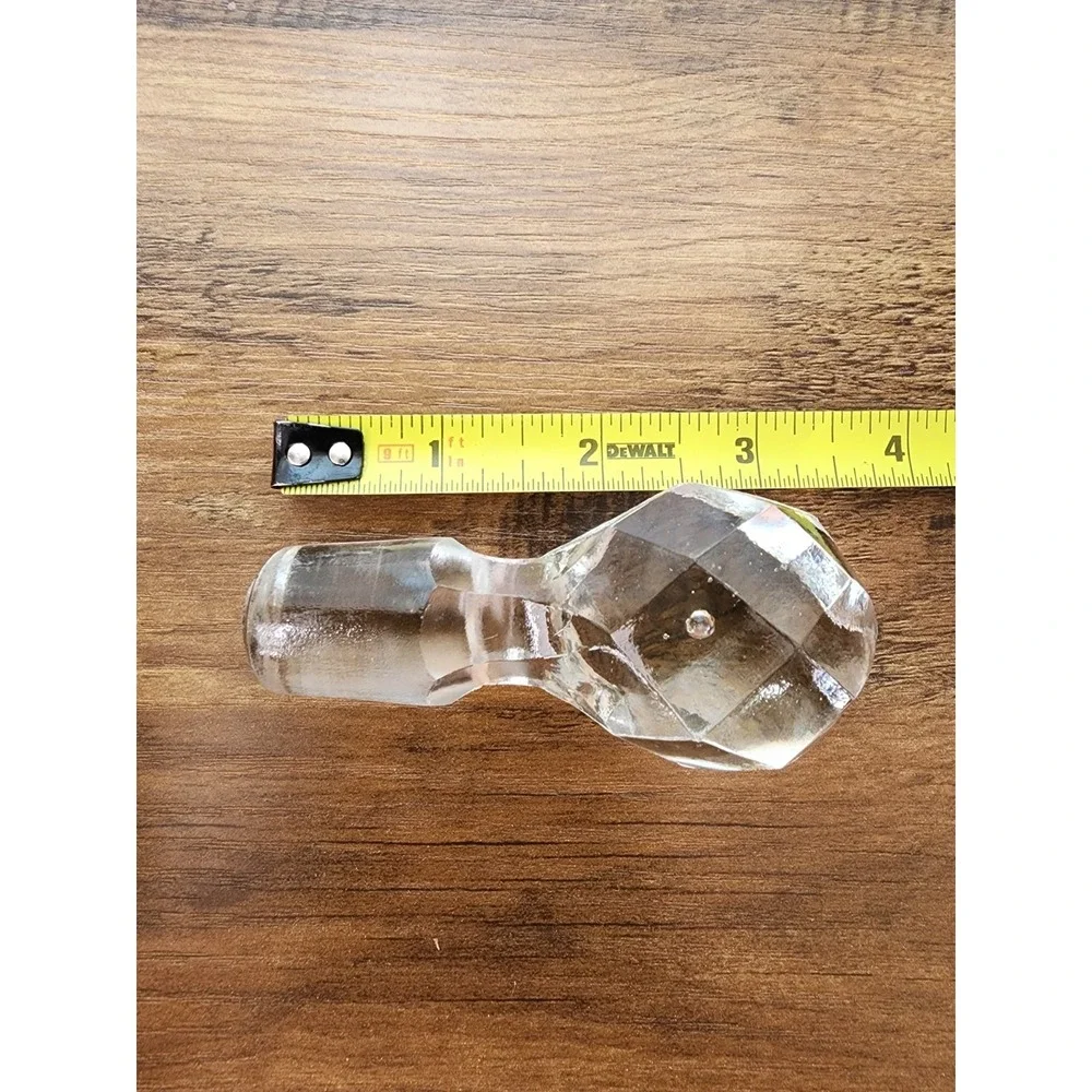 Clear Blown Glass Decanter Bottle Stopper Only Barware Cut Heavy Vintage Bubbles